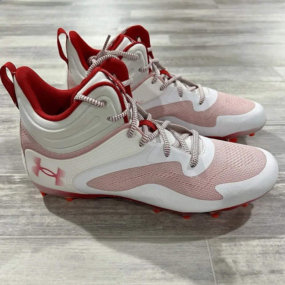 Lacrosse Cleats Under Armour Command‎ MC Mid Red White UA Men's 11.5 3025639-101
